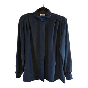 PENDLETON CLASSIC NAVY BLUE LONG SLEEVE BLOUSE TOP SIZE 10 NWOT LIGHTWEIGHT 90s